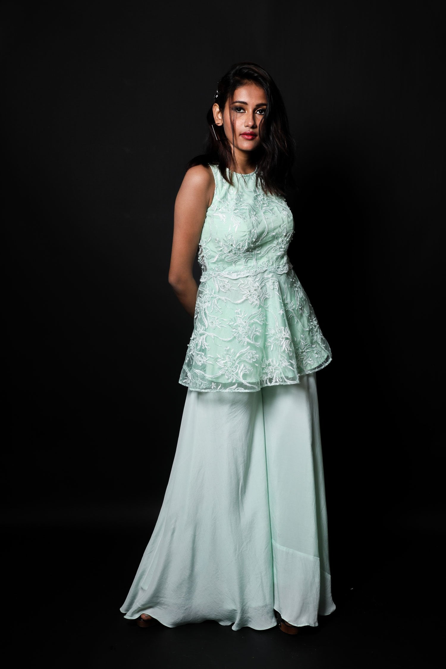 Indowestern Designer Peplum Sharara Set - Sviyan - Naksheband