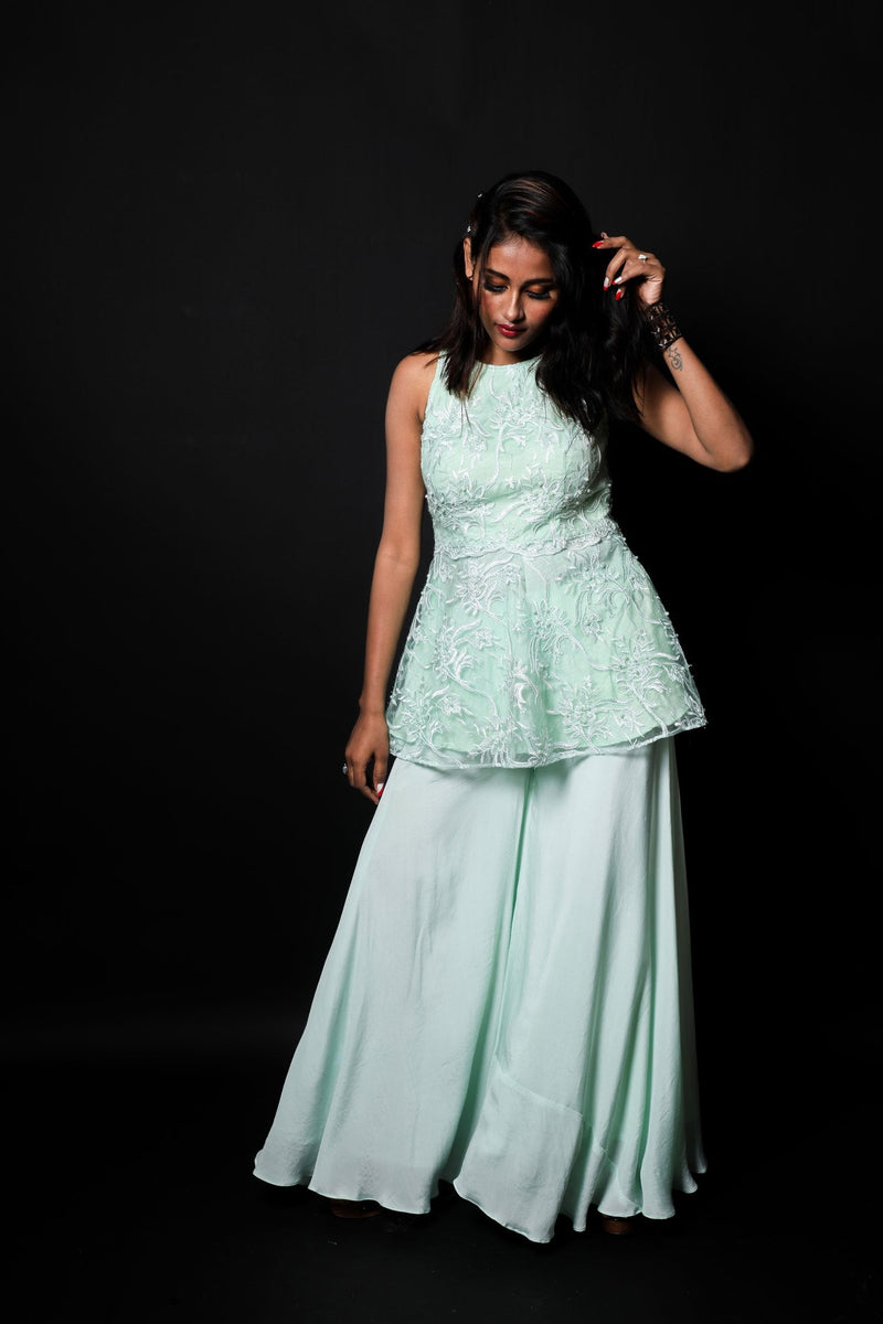 Indowestern Designer Peplum Sharara Set - Sviyan - Naksheband