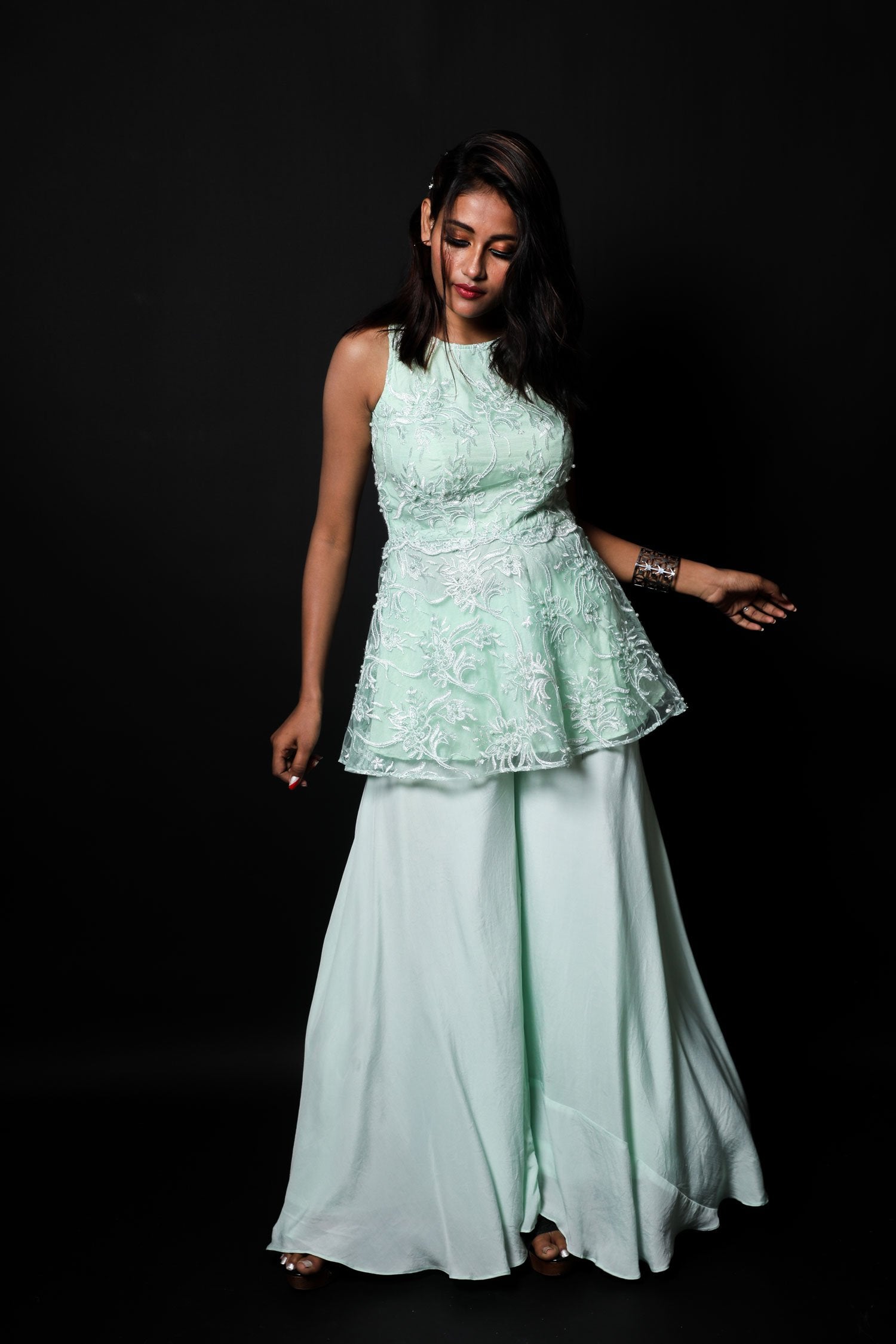 Indowestern Designer Peplum Sharara Set - Sviyan - Naksheband