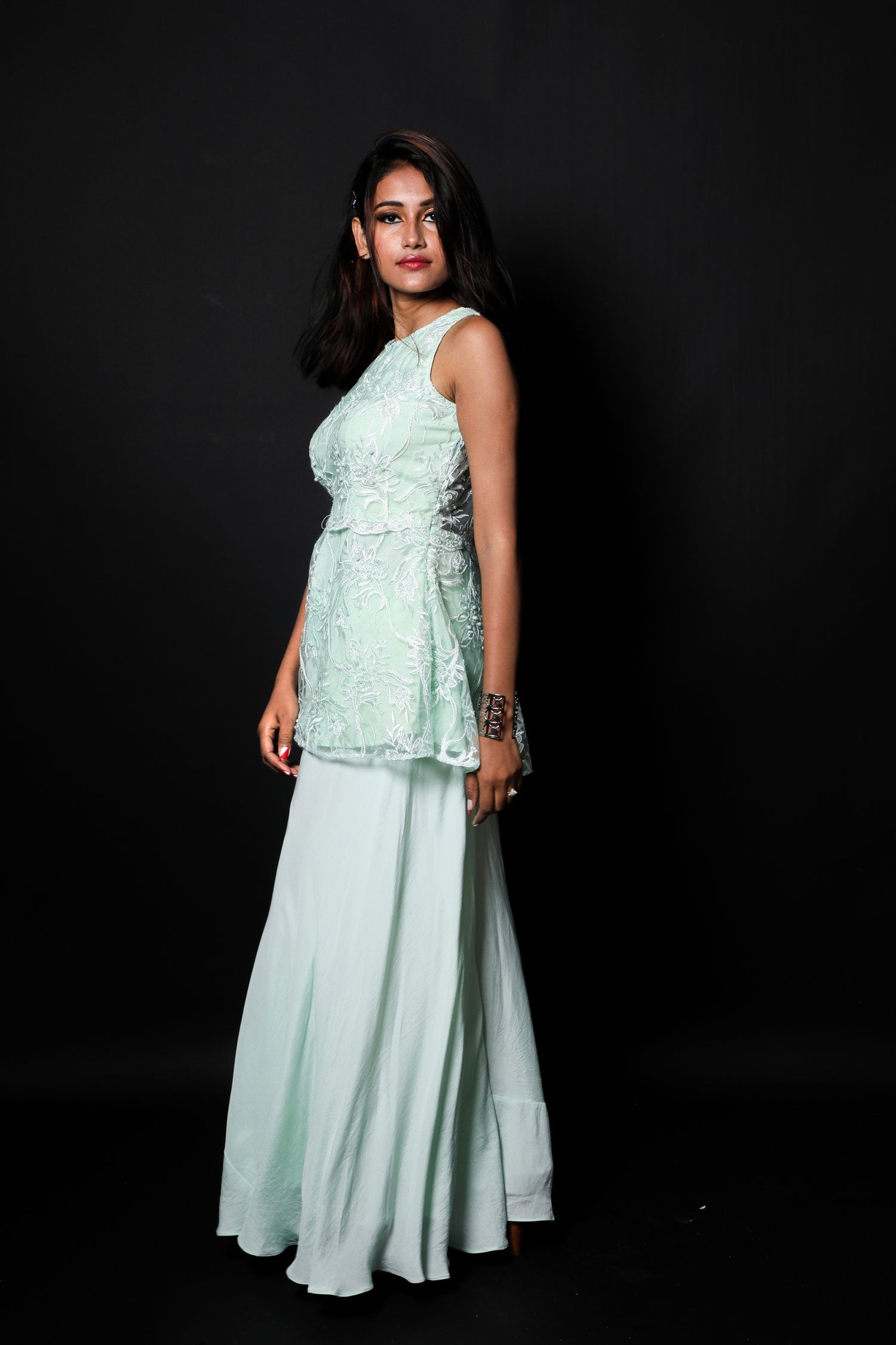 Indowestern Designer Peplum Sharara Set - Sviyan - Naksheband