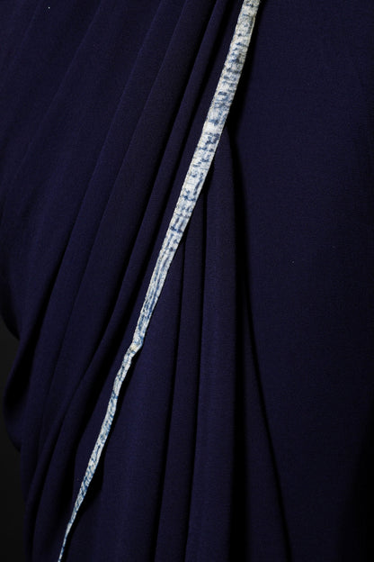 Navy Blue Color  Designer Pure Georgette Saree - Truffle Blue - Naksheband